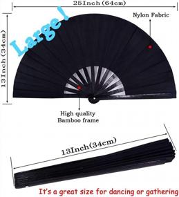 img 1 attached to Amajiji Black Large Hand Fan For Men And Women - Ideal For Rave, Chinese And Japanese Kung Fu Tai Chi Performances, Festivals, Crafts, And Gifts - Folding Dance Fan With Stunning Performance