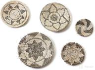 handmade round woven wall basket decor - five hanging seagrass baskets for trendy all natural boho styled home decor логотип