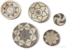 img 4 attached to Handmade Round Woven Wall Basket Decor - Five Hanging Seagrass Baskets for Trendy All Natural Boho Styled Home Decor