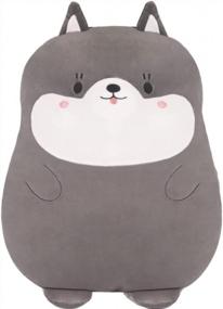 img 4 attached to Soft Husky Anime Plush Pillow - 17.7In Cute Stuffed Animal Toy, Kawaii Plushie For Room Decor, Christmas Gifts For Women & Kids Birthday - By ARELUX