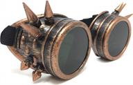 steampunk aviator motorcycle goggles: umbrellalaboratory vintage copper spiked welding glasses for women & men logo