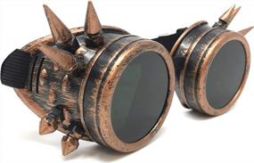img 4 attached to Steampunk Aviator Motorcycle Goggles: UMBRELLALABORATORY Vintage Copper Spiked Welding Glasses For Women & Men