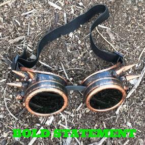 img 1 attached to Steampunk Aviator Motorcycle Goggles: UMBRELLALABORATORY Vintage Copper Spiked Welding Glasses For Women & Men
