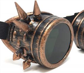 img 2 attached to Steampunk Aviator Motorcycle Goggles: UMBRELLALABORATORY Vintage Copper Spiked Welding Glasses For Women & Men