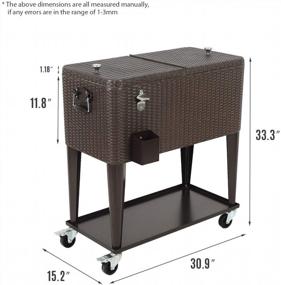 img 2 attached to Stay Cool And Refreshed This Summer With Our 80 Quart Outdoor Patio Cooler Cart - Rolling Wicker Beverage Cooler With Built-In Shelf And Bottle Opener In Brown