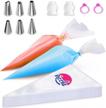 riccle piping bags and tips set - premium 12 inch 100 thickened icing bags and tips - complete pastry bag kit for cake decorating with 6 piping tips, 2 couplers, 2 icing bag ties - frosting piping kit for professional results logo
