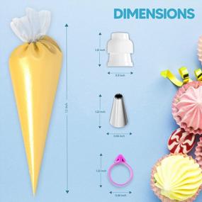 img 3 attached to Riccle Piping Bags and Tips Set - Premium 12 Inch 100 Thickened Icing Bags and Tips - Complete Pastry Bag Kit for Cake Decorating with 6 Piping Tips, 2 Couplers, 2 Icing Bag Ties - Frosting Piping Kit for Professional Results