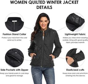 img 3 attached to 🧥 PEIQI Quilted Jacket: Stylish Women's Outwear with Functional Pockets in Coats, Jackets & Vests