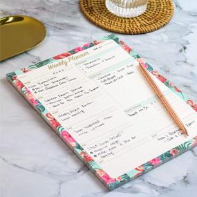 img 2 attached to Stay Organized & Motivated: Oriday Weekly Planner Bundle With Habit & Water Trackers & 4 Ballpoint Sets In Gift Box - Undated & Flamingo Themed (7.8"X10", 52 Sheets)