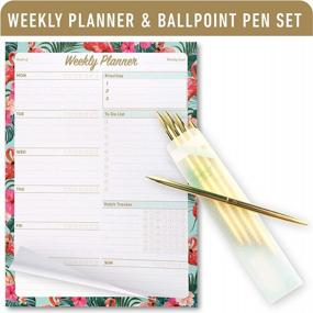 img 4 attached to Stay Organized & Motivated: Oriday Weekly Planner Bundle With Habit & Water Trackers & 4 Ballpoint Sets In Gift Box - Undated & Flamingo Themed (7.8"X10", 52 Sheets)