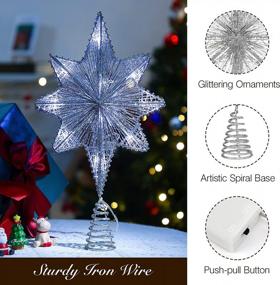 img 2 attached to 🌟 Lewondr Silver Christmas Star Tree Topper with Lights - Battery Powered Bethlehem Star Lighted Xmas Tree Ornament for Indoor Holiday