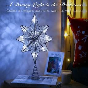 img 3 attached to 🌟 Lewondr Silver Christmas Star Tree Topper with Lights - Battery Powered Bethlehem Star Lighted Xmas Tree Ornament for Indoor Holiday