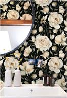 17.7in x 9.8ft haokhome peel & stick wallpaper - floral vintage roses peonies contact paper removable black/beige/olive self adhesive mural (93242-1) logo