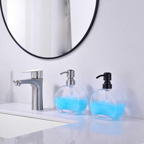 img 1 attached to Refillable Black Glass Soap Dispenser With Stainless Steel Pump - Ideal For Essential Oils, Lotions, And Liquid Soaps In Kitchen And Bathroom Countertops - Rust Proof