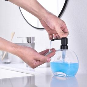img 2 attached to Refillable Black Glass Soap Dispenser With Stainless Steel Pump - Ideal For Essential Oils, Lotions, And Liquid Soaps In Kitchen And Bathroom Countertops - Rust Proof