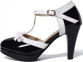 img 3 attached to Women'S High Heel T Strap Mary Jane Pumps With Bow - Caradise Rockabilly Dress Shoes