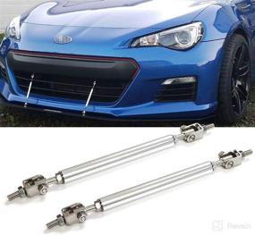 img 4 attached to 🚗 Enhance Vehicle Style and Performance with Xotic Tech 2pc Adjustable Front Bumper Lip Splitter Diffuser Strut Rod Tie Bars [Silver]