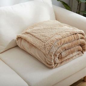 img 3 attached to CLOTHKNOW Tan Sherpa Flannel Fleece Bed Blanket Queen Size For Bed Women Men Bed Tan Plush Throw Blanket Full Size Fuzzy Soft Blanket (79'' X 90'')