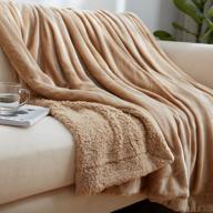 clothknow tan sherpa фланелевое флисовое одеяло для кровати queen size for bed women men bed tan плюшевое одеяло полноразмерное пушистое мягкое одеяло (79 ''x 90'') логотип