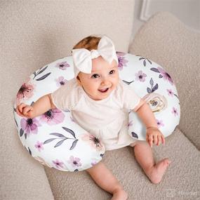 img 3 attached to GFU Nursing Pillow Cover for Girl - Pink Purple Watercolor Floral Slipcover