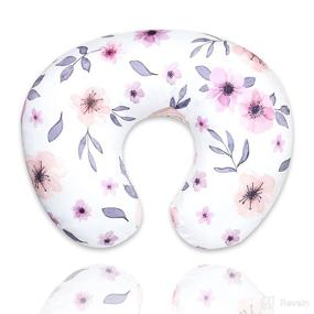 img 4 attached to GFU Nursing Pillow Cover for Girl - Pink Purple Watercolor Floral Slipcover