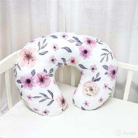 img 2 attached to GFU Nursing Pillow Cover for Girl - Pink Purple Watercolor Floral Slipcover