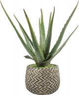 ferrisland's realistic aloe plant: large artificial succulent in antique cement pot for home or office decor, 14 inches tall logo