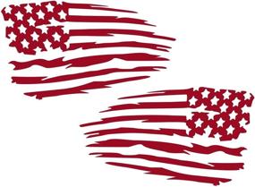 img 1 attached to UR Impressions DRed Mirrored Tattered American Flag 2-Pack Decal Vinyl Sticker Graphics For Cars Trucks SUV Vans Walls Windows Laptop