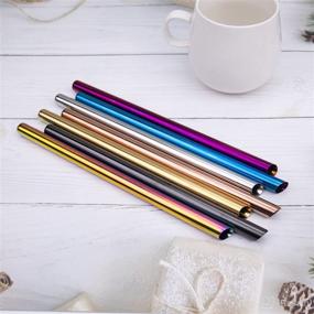 img 3 attached to 🥤 ESSBES Reusable Metal Boba Smoothies Drinking Straws: 0.5'' Extra Wide Straws for Bubble Tea, Milkshakes, Jumbo Drinks - Set of 7 PCS