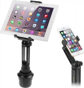 img 4 attached to IKross 2-In-1 Cup Mount Holder: Perfectly Secure Tablet And Smartphone Holder For Your Car