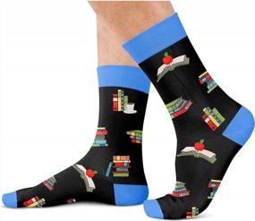 img 3 attached to Женские носки Crazy Socks - забавные оригинальные носки в подарок учителям и любителям книг