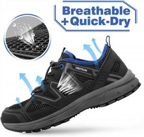 img 3 attached to GRITION Мужские походные сандалии с закрытым носком - дышащая босиком обувь для воды для спортивных приключений