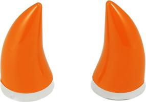 img 4 attached to Motoforti 2Pcs Bull Horn Style Roof Top Stickers Car Front Rear Bumper Decoration Anti Collision Decals W/Suction Cup For Car Fender Motorcycle Helmet Orange