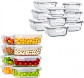 img 4 attached to Bayco Glass Food Storage Containers With Lids - 9 Sets & 8 Sets Airtight Kitchen Meal Prep Containers, Leak-Proof Glass Storage Containers For Food, BPA-Free Glass Containers For Healthy Eating