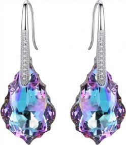 img 4 attached to Elegant 925 Sterling Silver CZ Baroque Drop Hook Earrings With Swarovski Crystals