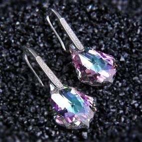 img 2 attached to Elegant 925 Sterling Silver CZ Baroque Drop Hook Earrings With Swarovski Crystals