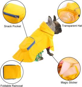 img 3 attached to LETSQK Reflective Dog Raincoat with Pocket - Rain Poncho Slicker Jacket for Dogs of All Sizes