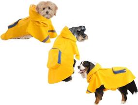 img 4 attached to LETSQK Reflective Dog Raincoat with Pocket - Rain Poncho Slicker Jacket for Dogs of All Sizes