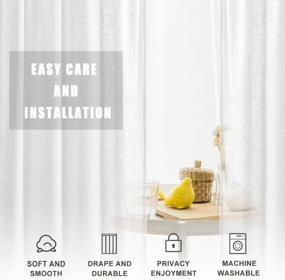 img 3 attached to Set Of 2 Panels DWCN White Faux Linen Sheer Curtains - 60 X 54 Inches Long, Rod Pocket Textured Semi-Voile Window Curtains For Bedroom And Living Room