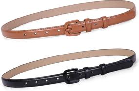 img 4 attached to 👗 Chic and Sleek Skinny Leather Buckle WHIPPY Inches Belts: Must-Have Women's Accessories