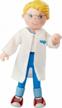 haba little friends dad andreas 4.5" dollhouse toy figure - doctor, veterinarian, and scientist with removable coat for imaginative play and education logo