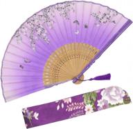 stay cool and fashionable with omytea's "sakura love" folding hand held fan - perfect for weddings, parties, and church events in gorgeous purple logo
