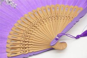 img 1 attached to Stay Cool And Fashionable With OMyTea'S "Sakura Love" Folding Hand Held Fan - Perfect For Weddings, Parties, And Church Events In Gorgeous Purple