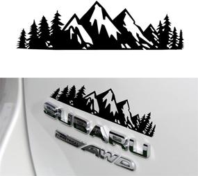 img 4 attached to SINGARO Vinyl Snow Mountain Tree Decal Sticker - Trunk Logo Car Exterior Accessory in Black