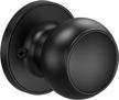 ticonn black ball door knob - round matte handle lock for interior doors of bedroom, bathroom & closet (dummy with screws outside, 1 pack) logo