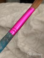 img 1 attached to PANA USA Pure Kolinsky Hair Acrylic Nail Brush In Beautiful White Swirl Blue Handle With Pink Ferrule - Round Shaped Size 16 For Perfect Acrylic Nails review by David Gill