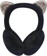 orityle winter foldable earmuff sequins girls' accessories and cold weather logo