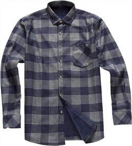 img 4 attached to Thermal Work Padded Long Sleeve Shirts With Quilted Lining And Heavyweight Flannel Plaid Fleece For Men'S Warmth