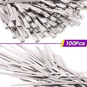 img 1 attached to 🔗 Swpeet 100Pcs Stainless Steel Exhaust Strap Wrap Locking Cable Zip Ties - Multiple Sizes for Automotive, Home, Computer Repair