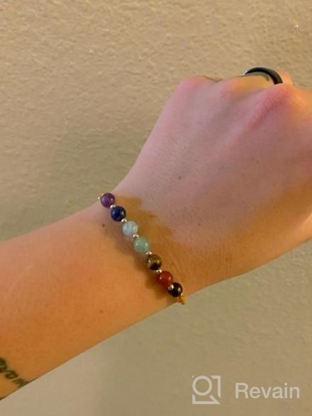 img 1 attached to 🌈 Adjustable Natural Gemstone Chakra Bracelet with Silver Spacers and Nylon Cord - 6mm Beads, 5"-6.5" for Women/Girls/Children | Cherry Tree Collection review by Greg Mack